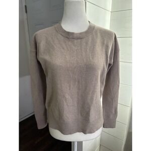 Babaton Sweater Womens Medium Taupe Beige 100% Merino Wool Crewneck Knit Aritzia